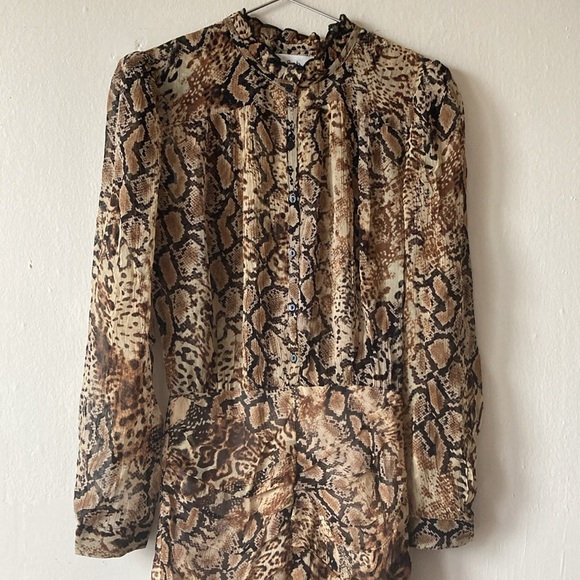 ba&sh Rackel Ruched Snake-Print Georgette Mini Dress XS - Picture 5 of 16